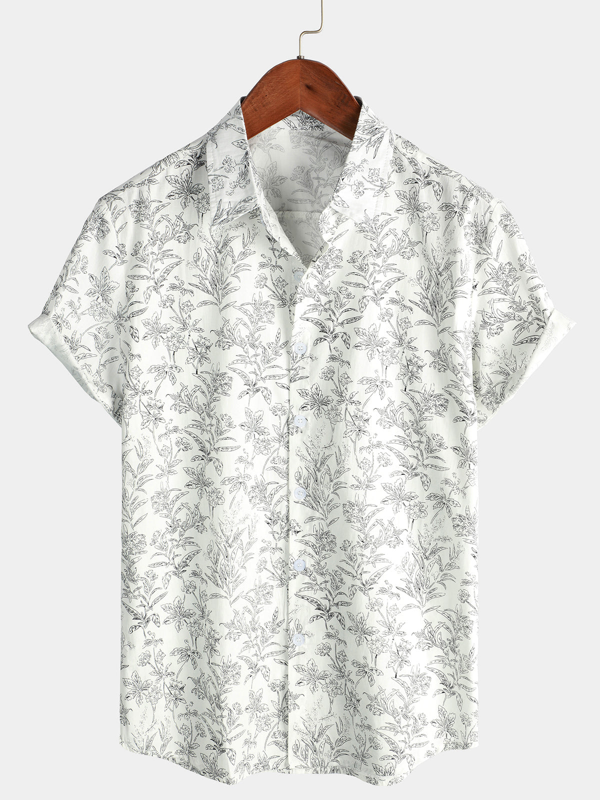 Katoenen Hawaii Overhemd met Korte Mouwen
