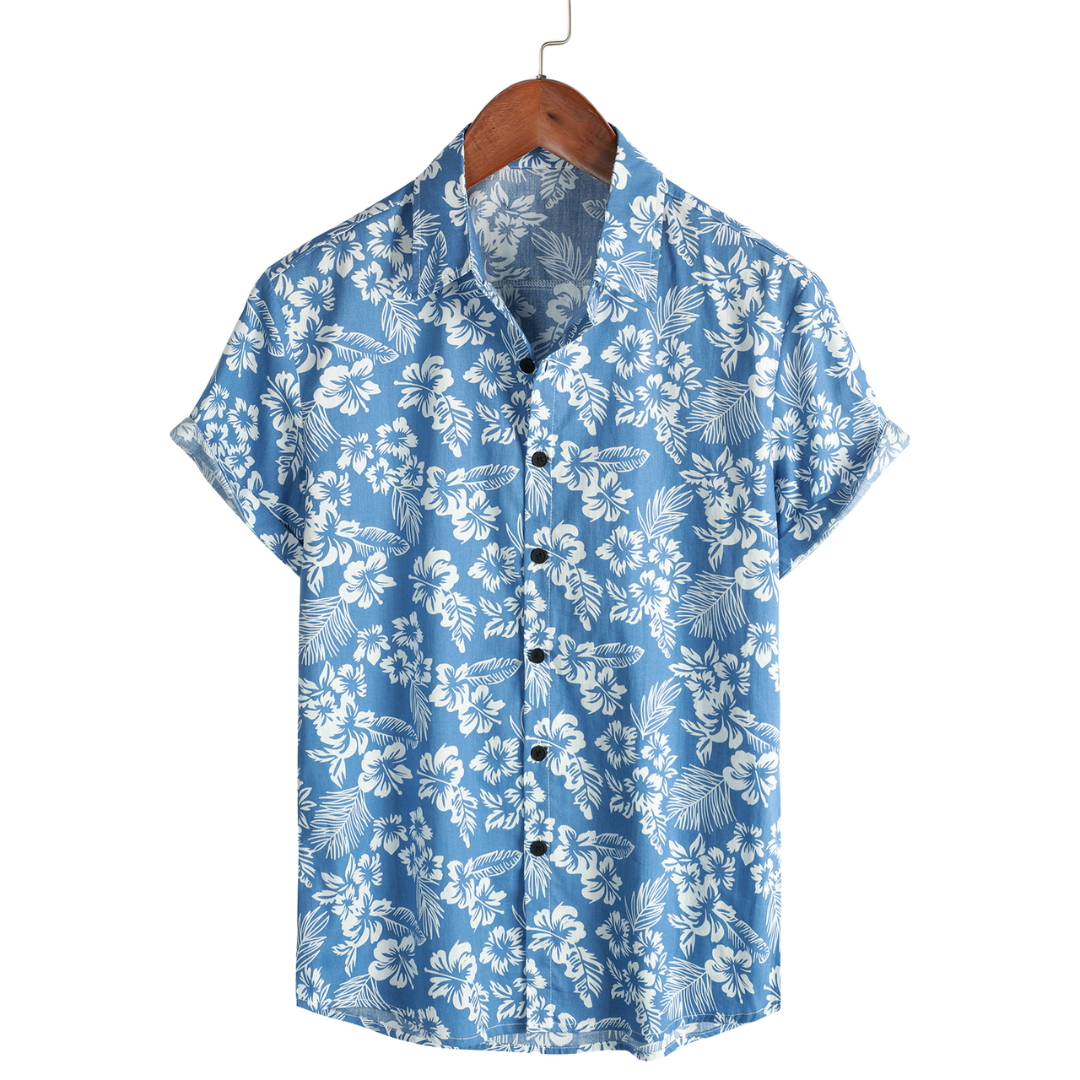 Hawaïblouse met korte mouwen en bloemenpatroon