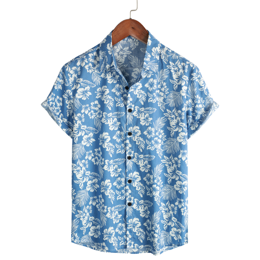 Hawaïblouse met korte mouwen en bloemenpatroon
