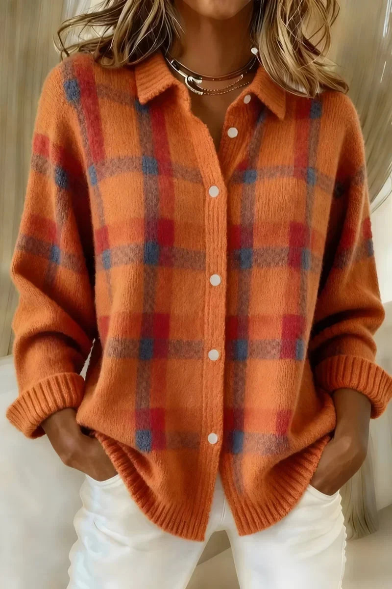Nadia™ | Geruit Knopen Cardigan