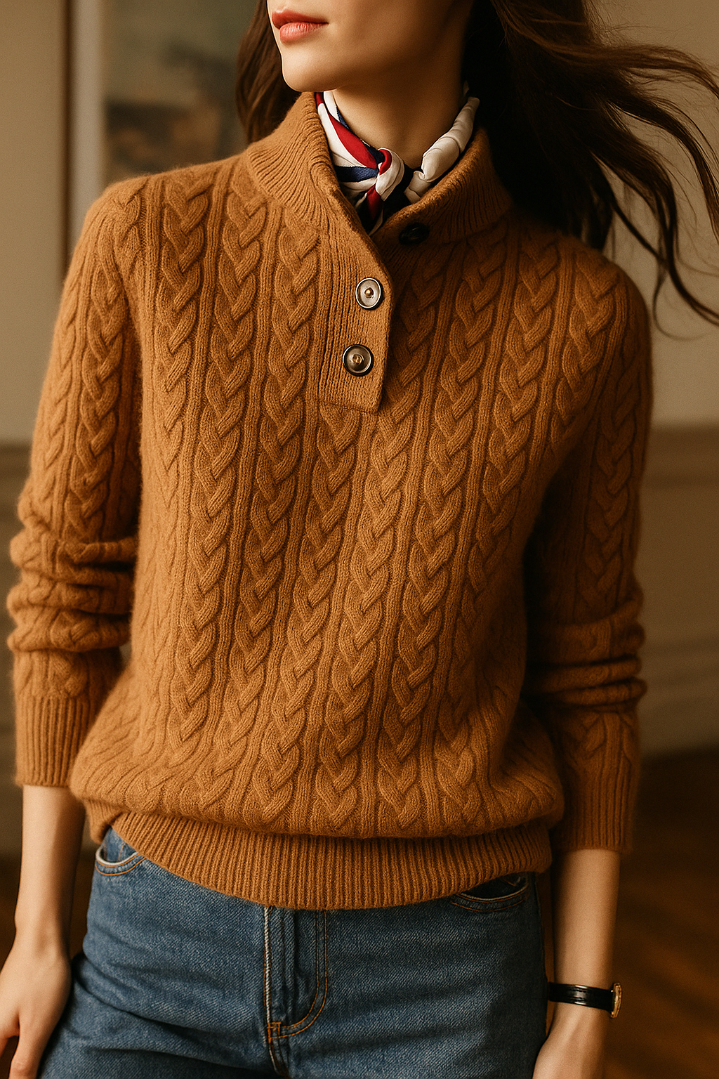 Arden Knop-Up Cashmere Trui