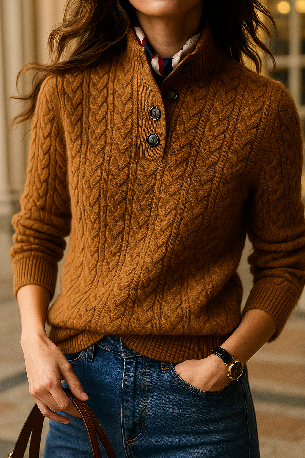 Arden Knop-Up Cashmere Trui