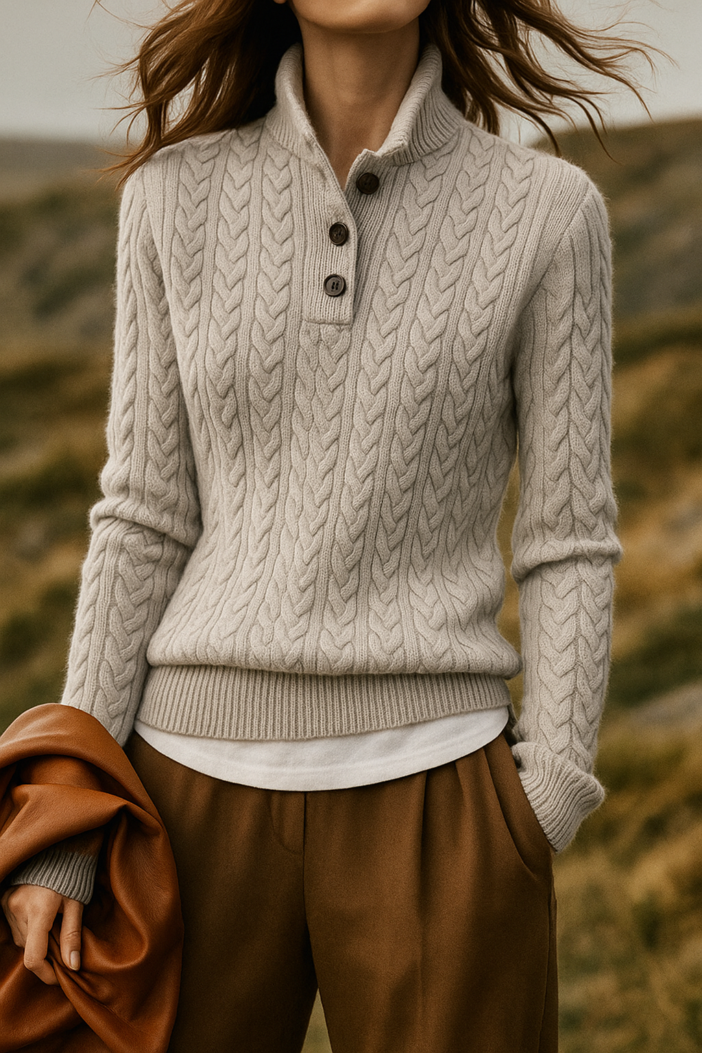 Arden Knop-Up Cashmere Trui