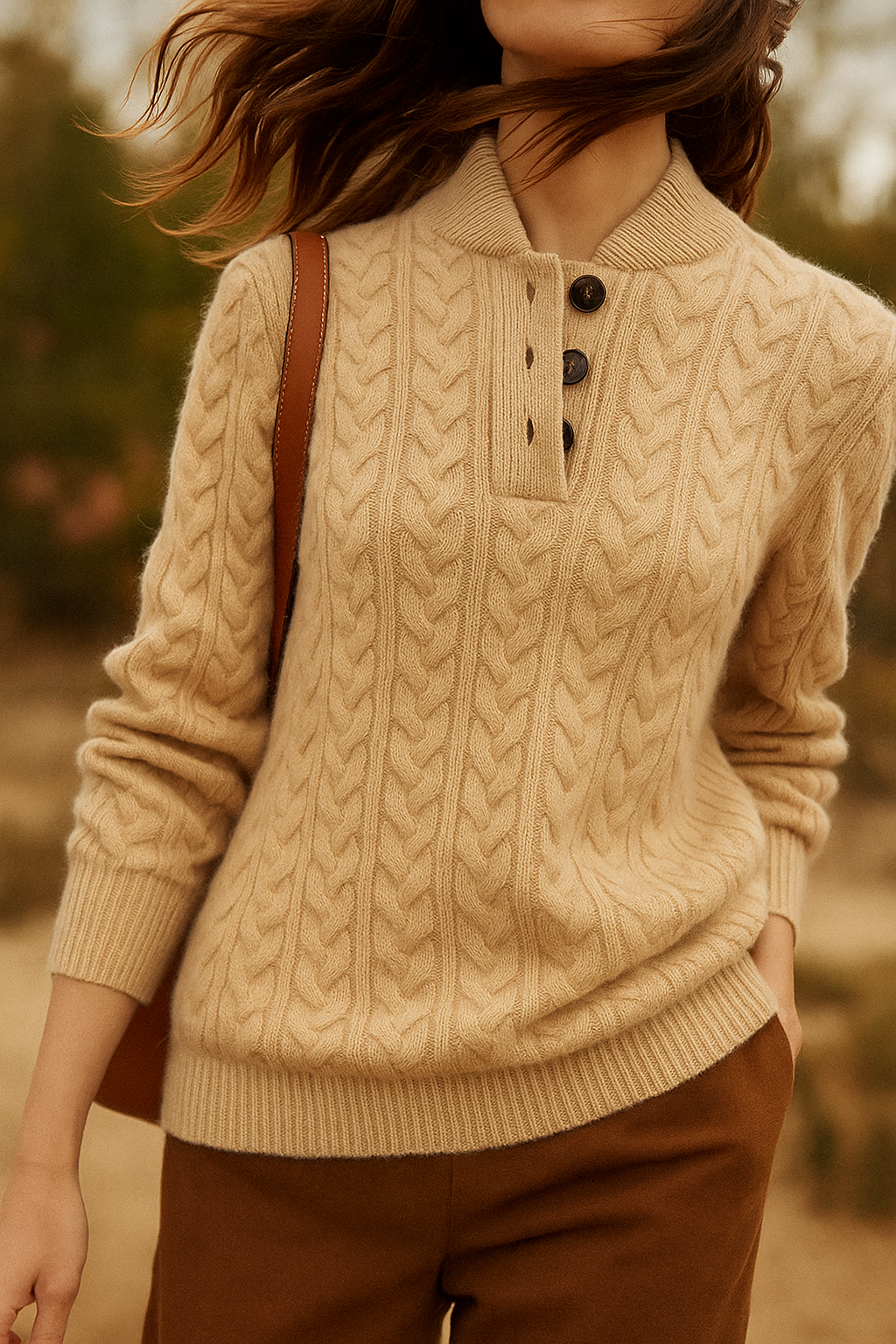 Arden Knop-Up Cashmere Trui