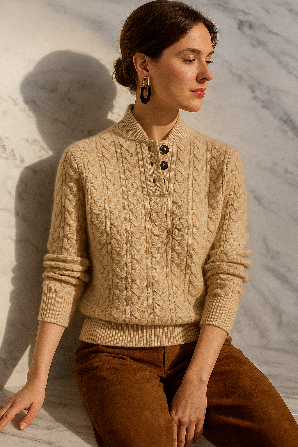 Arden Knop-Up Cashmere Trui
