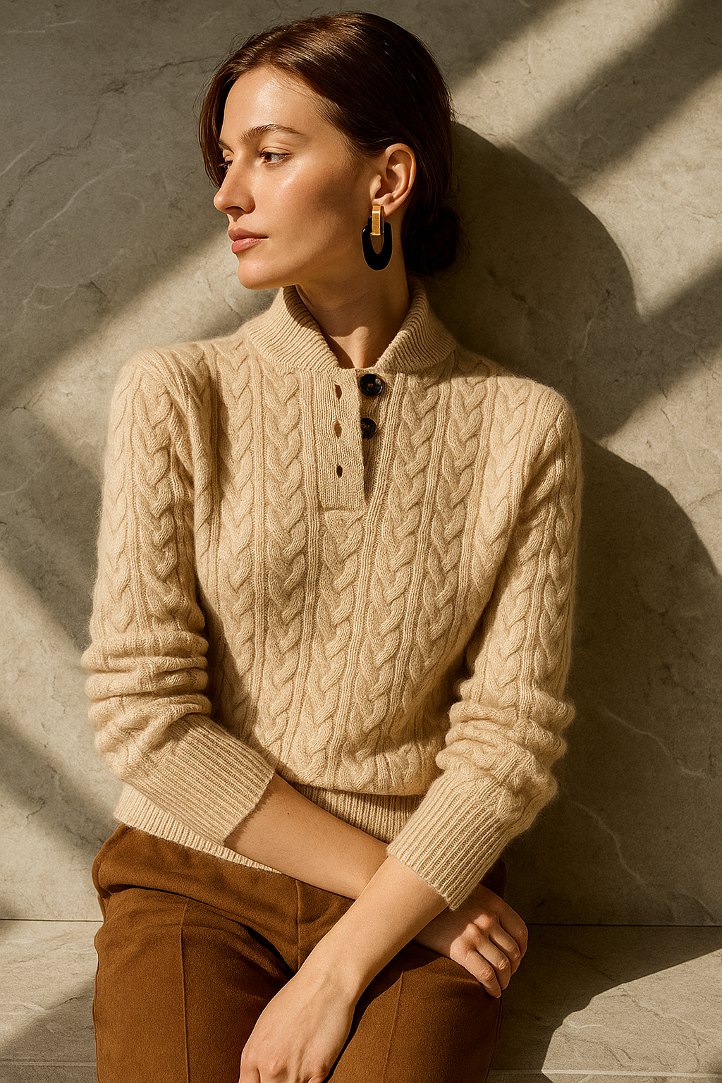 Arden Knop-Up Cashmere Trui