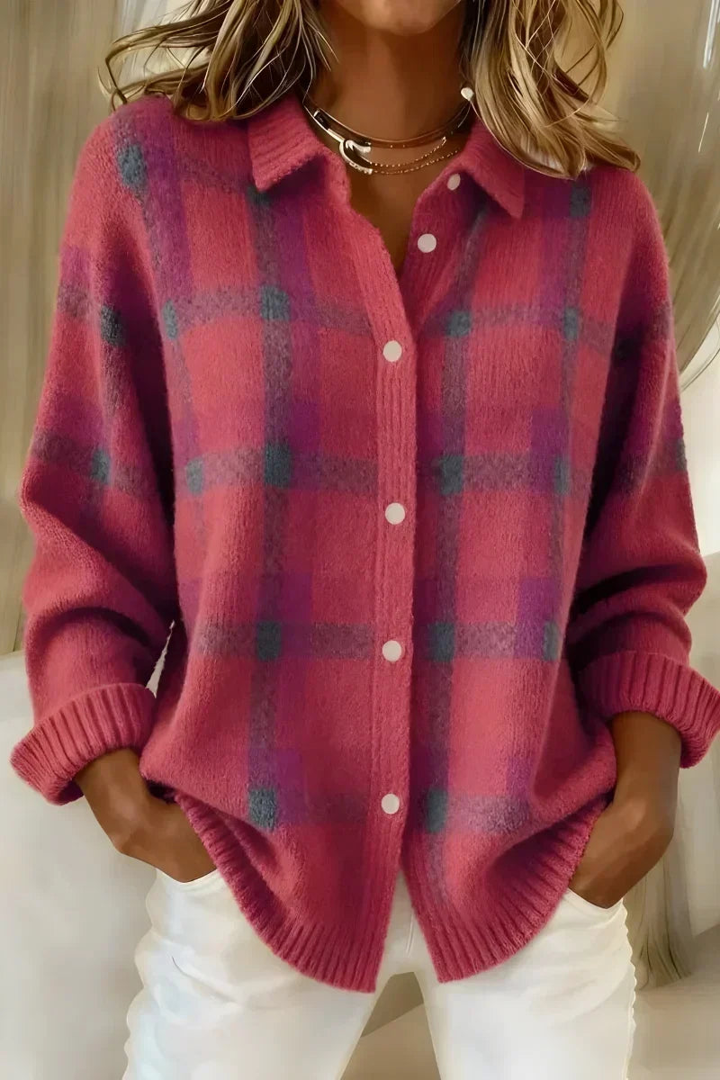 Vexana™ | Klassieke Gekraagde Geruite Cardigan