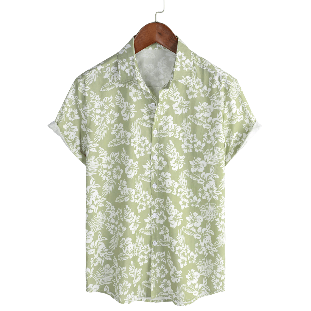 Hawaïblouse met korte mouwen en bloemenpatroon