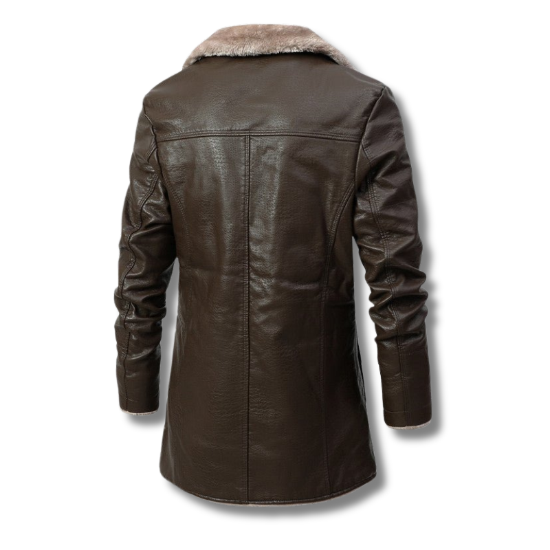 Edward™ | Elegante leren winterjas met bontvoering