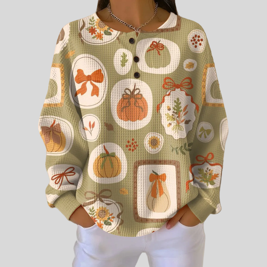 Hiske | Warme Herfstsweater met Knoopjes
