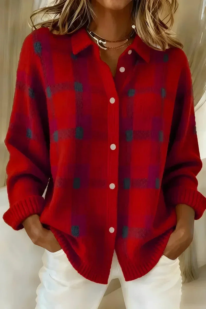 Ivalene™ | Geruite Knopen Cardigan