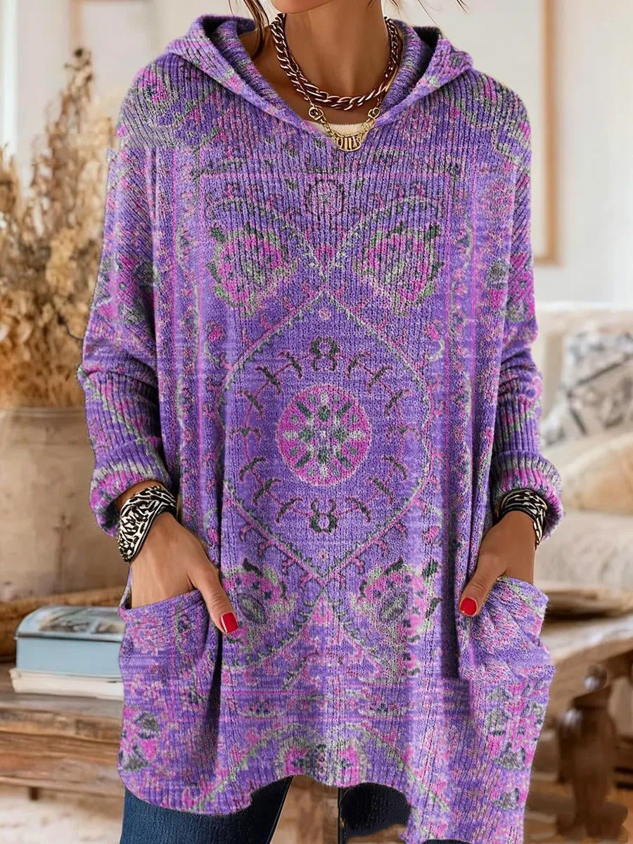 Alice Retro Ethnic Print Hooded Tunic