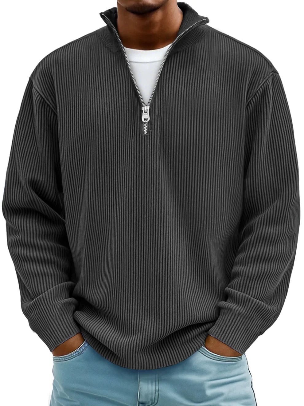 Laluna® | Geribbelde Half-Zip Trui