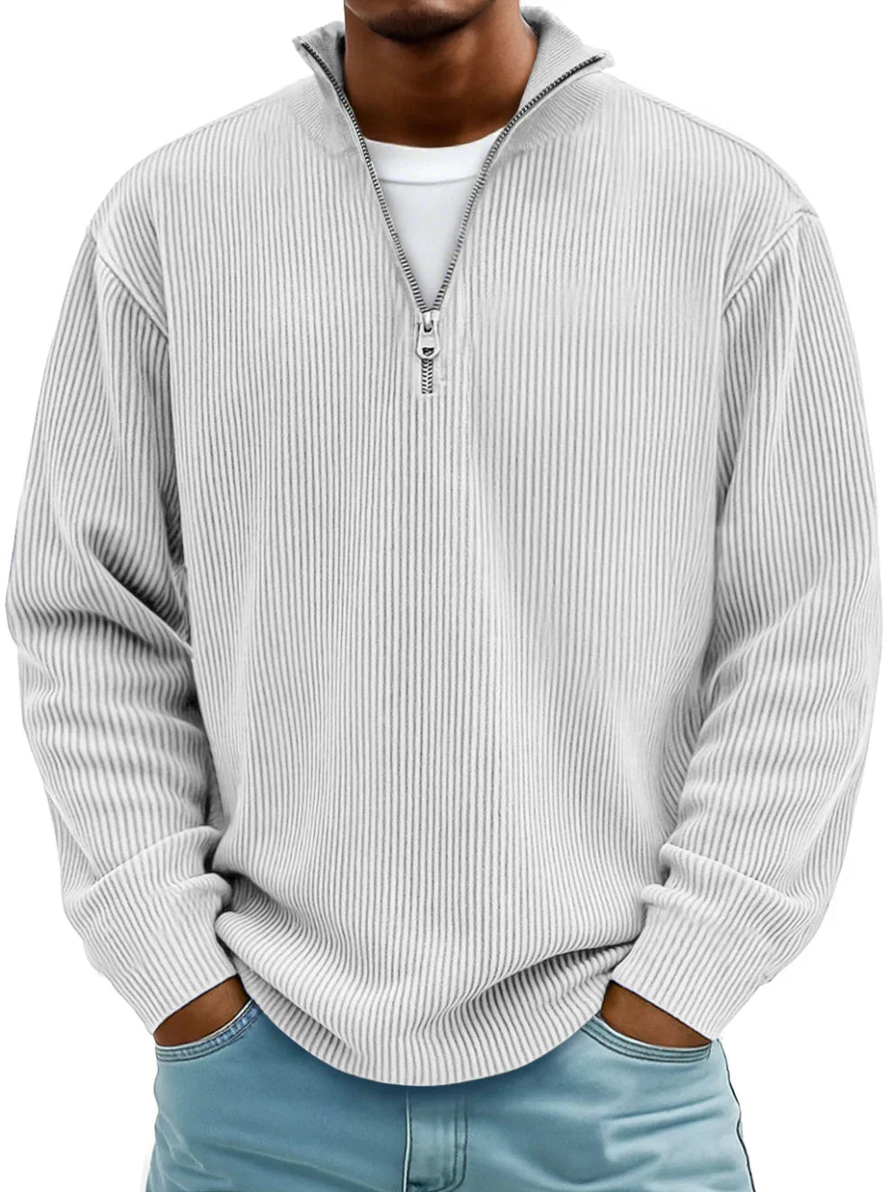 Laluna® | Geribbelde Half-Zip Trui