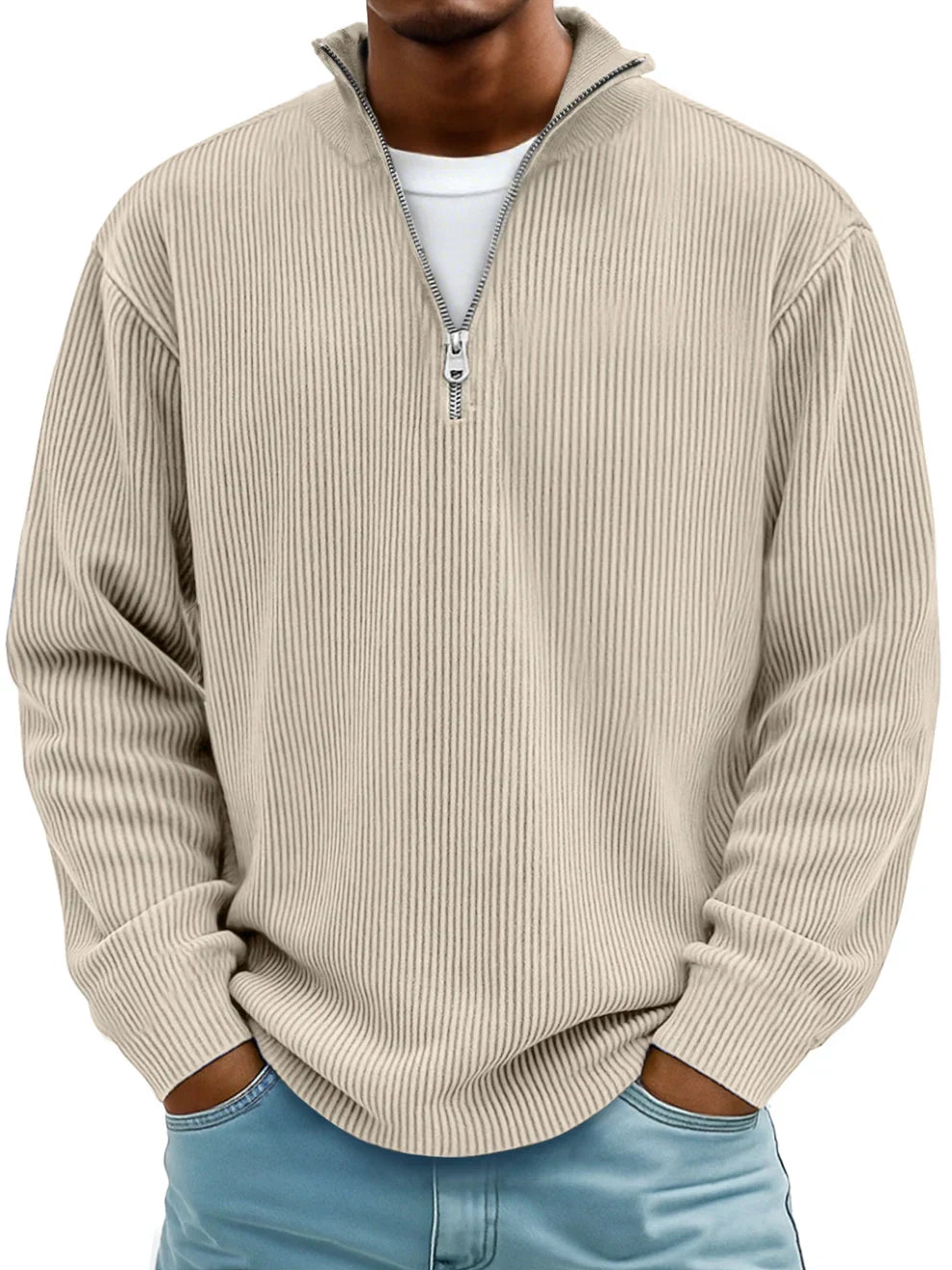 Laluna® | Geribbelde Half-Zip Trui