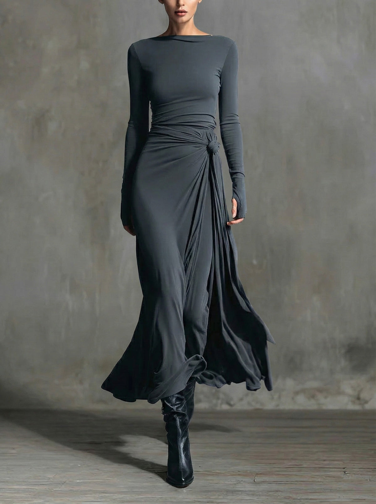 Naomie | Maxi-jurk met Zijde Knoop