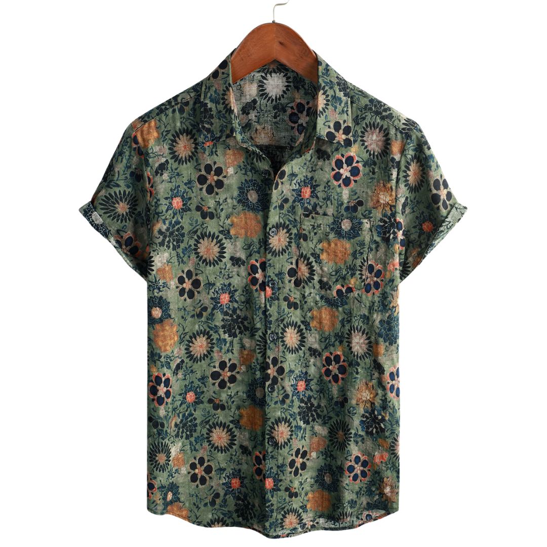 Katoenen Hawaii Overhemd met Korte Mouwen