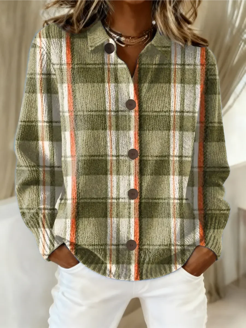 Shelby™ | Olijf Groene Ruitjes Knopen Cardigan