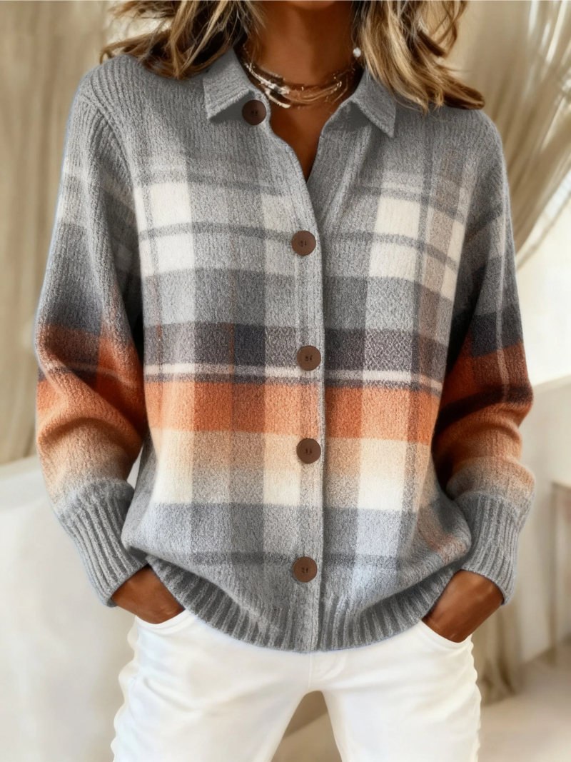 Laverne™ | Warme Ombre Ruit Cardigan
