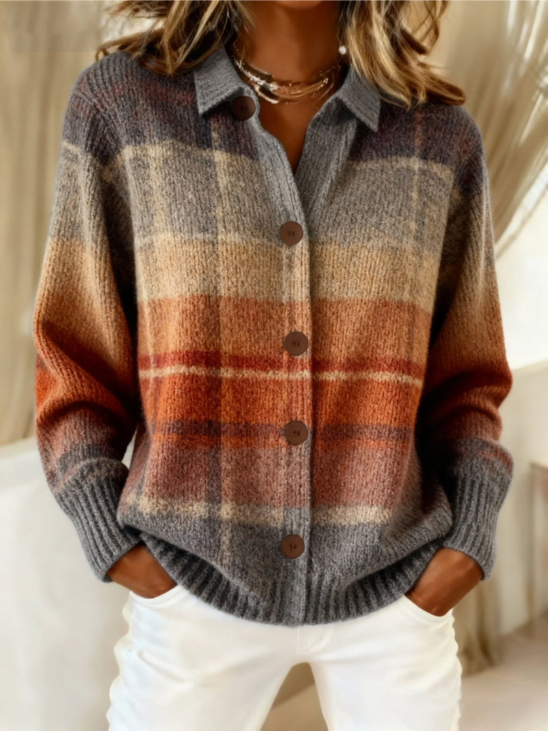 Pluma™ | Herfst Ombre Ruit Cardigan