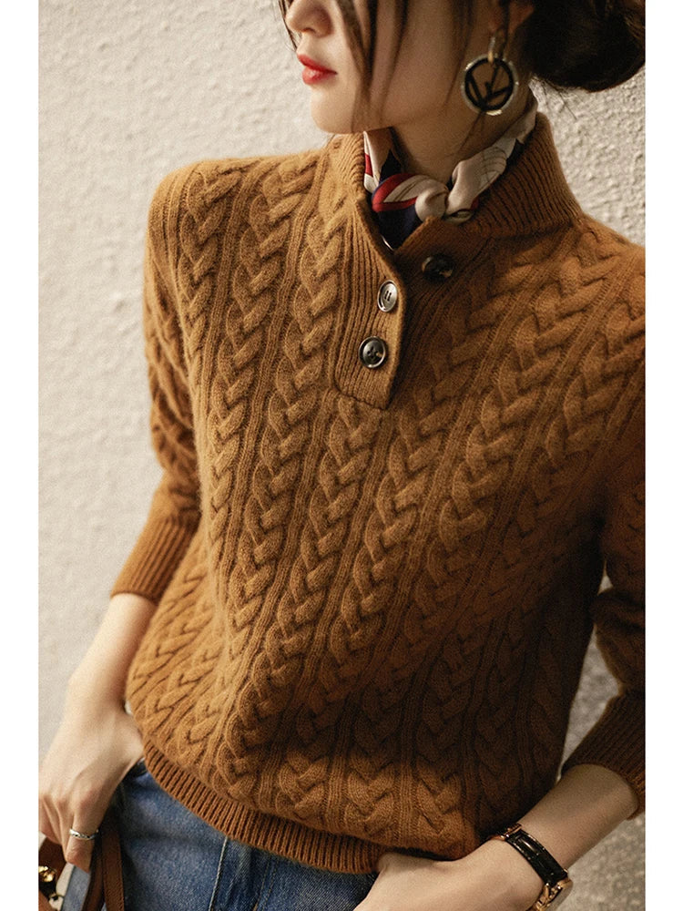 Arden Knop-Up Cashmere Trui