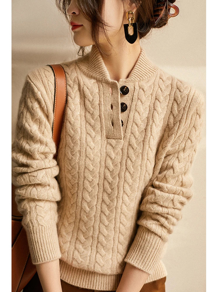 Arden Knop-Up Cashmere Trui