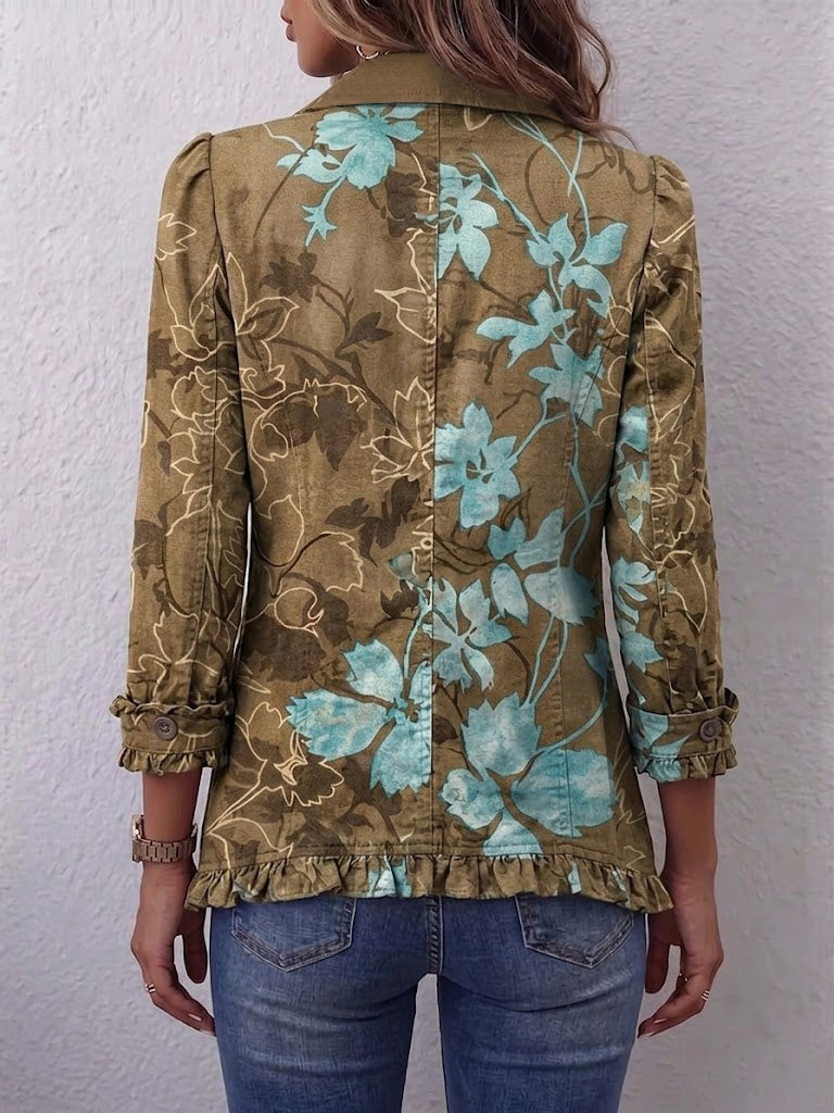 Sundara™ | Boho Gradient Vintage Bloemen Ruffle Jas
