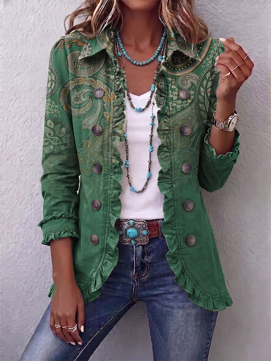 Jemara™ | Boheemse Paisley Print Ruffled Jacket