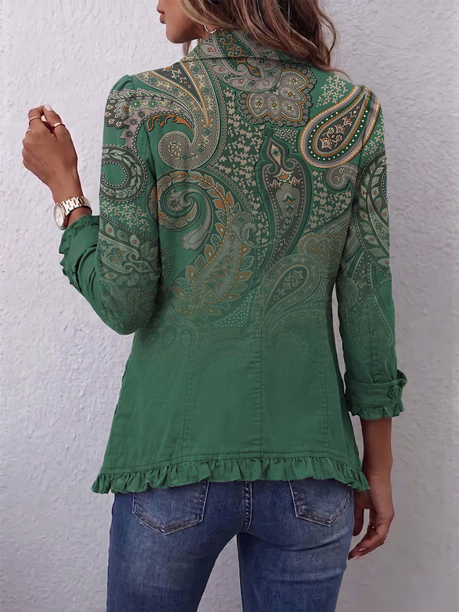 Jemara™ | Boheemse Paisley Print Ruffled Jacket