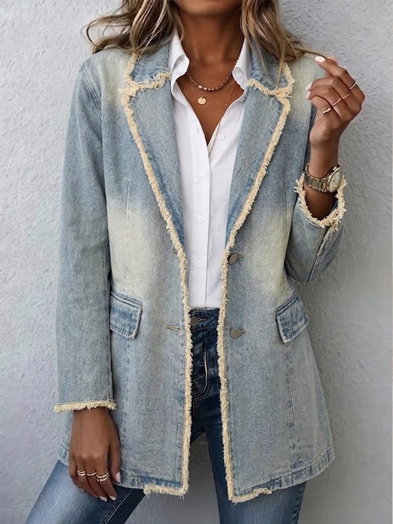 Dionne™ | Vintage-stijl Oversized Blazer met Rauwe Randen