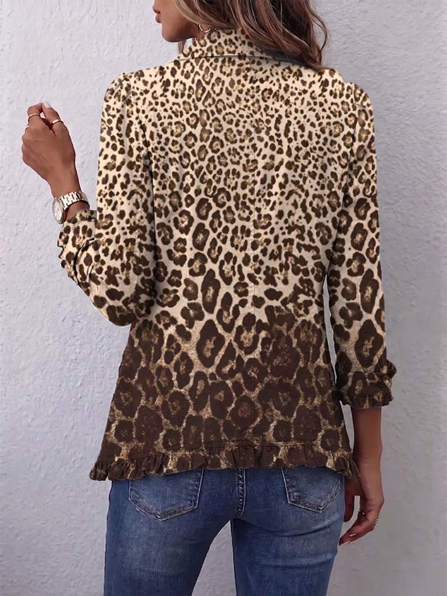 Navara™ | Luipaardprint Ruffled Jacket