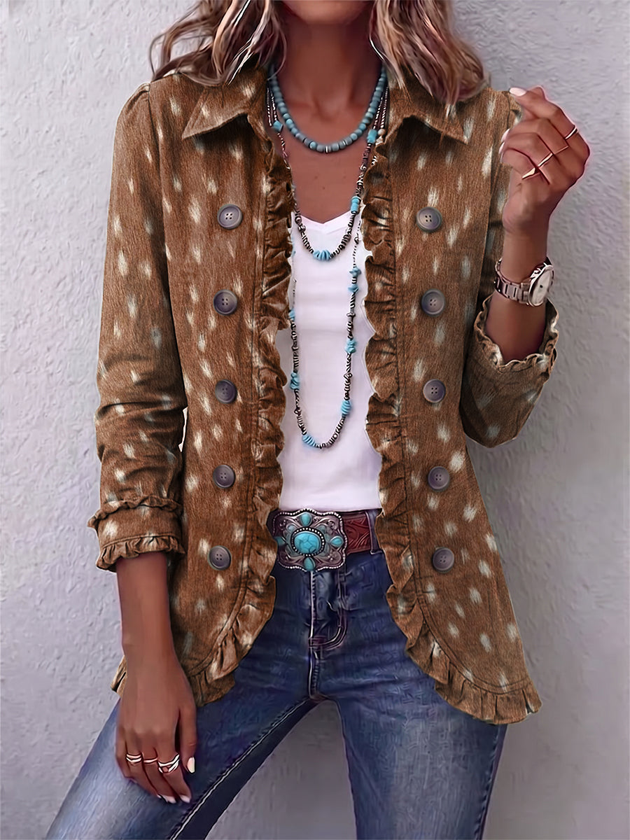 Nolinda™ | Bohemian Dierenprint Ruffled Jacket
