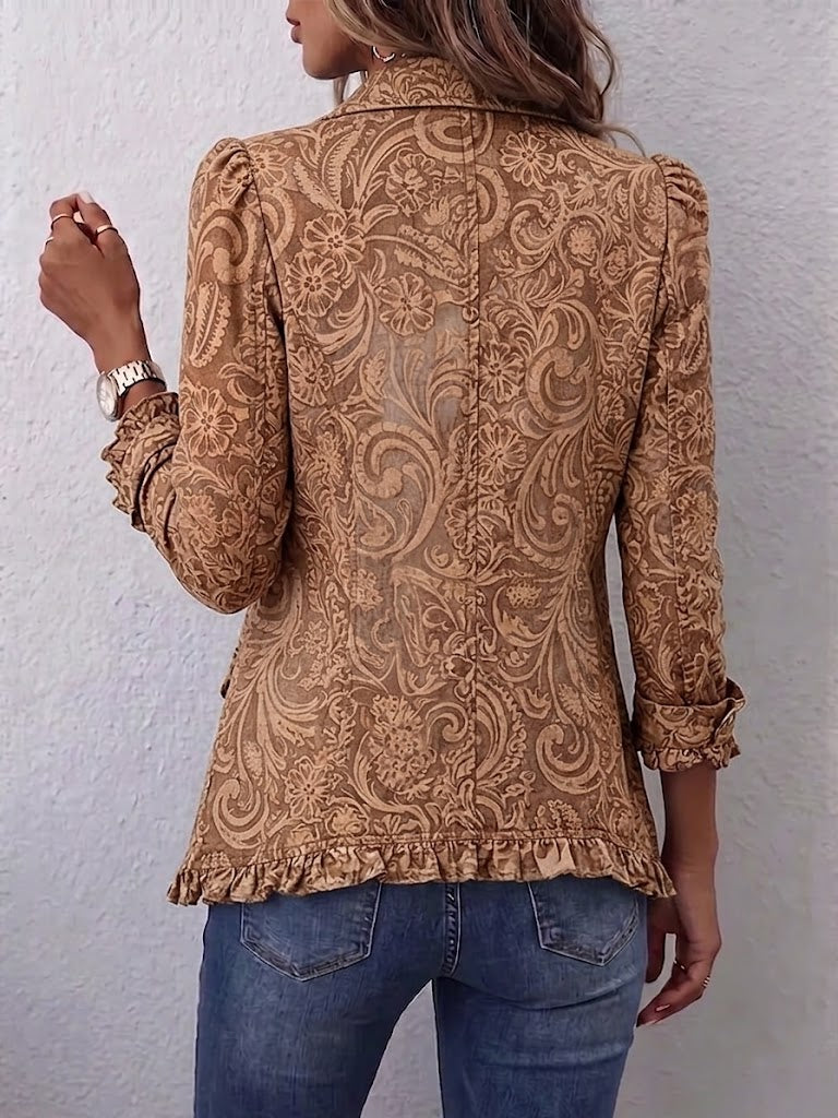 Vyclara™ | Vintage Bohemian Bloemenprint Ruffled Jacket