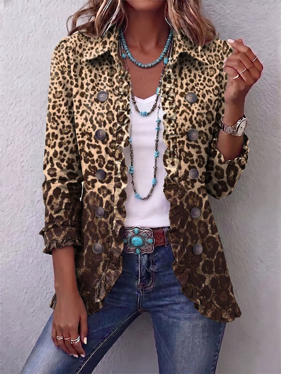 Navara™ | Luipaardprint Ruffled Jacket